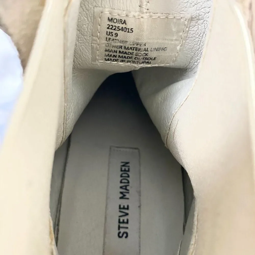 Steve Madden Moira Chunky Boho Suede Tan Cream Lug Sole Ankle Boots US 9 - Picture 6 of 8